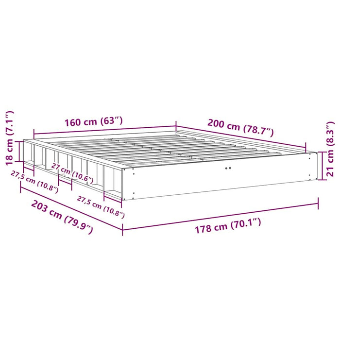 Cadru de pat fără saltea 160x200 cm din lemn masiv de stejar - WALTI WALTI