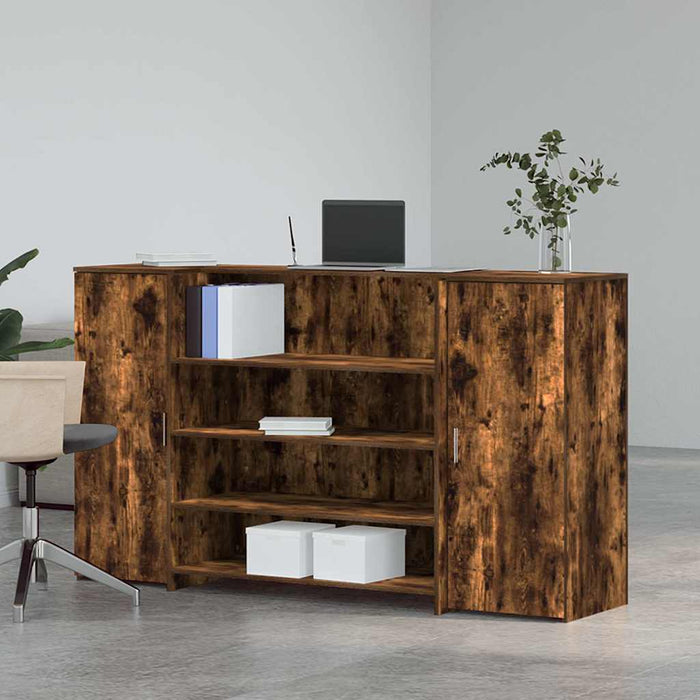 Birou de recepție stejar afumat 180x50x103,5 cm lemn prelucrat - WALTI WALTI