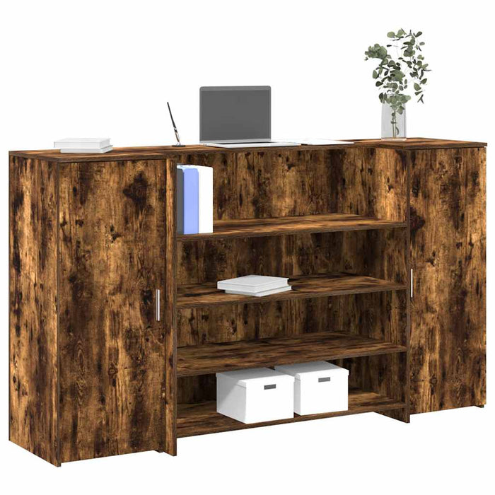 Birou de recepție stejar afumat 180x50x103,5 cm lemn prelucrat - WALTI WALTI