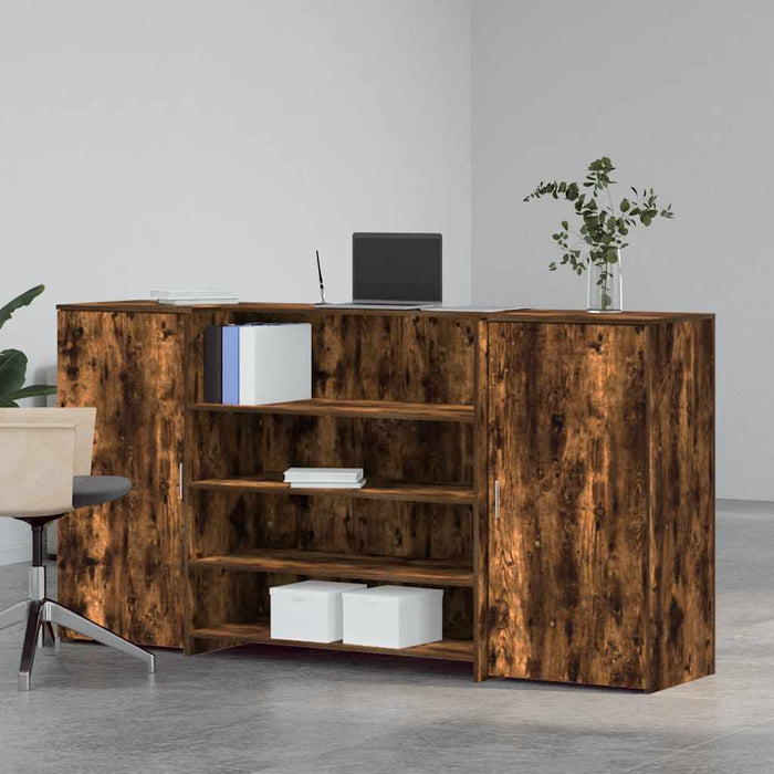 Birou de recepție stejar afumat 200x50x103,5 cm lemn prelucrat - WALTI WALTI