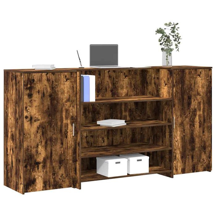 Birou de recepție stejar afumat 200x50x103,5 cm lemn prelucrat - WALTI WALTI