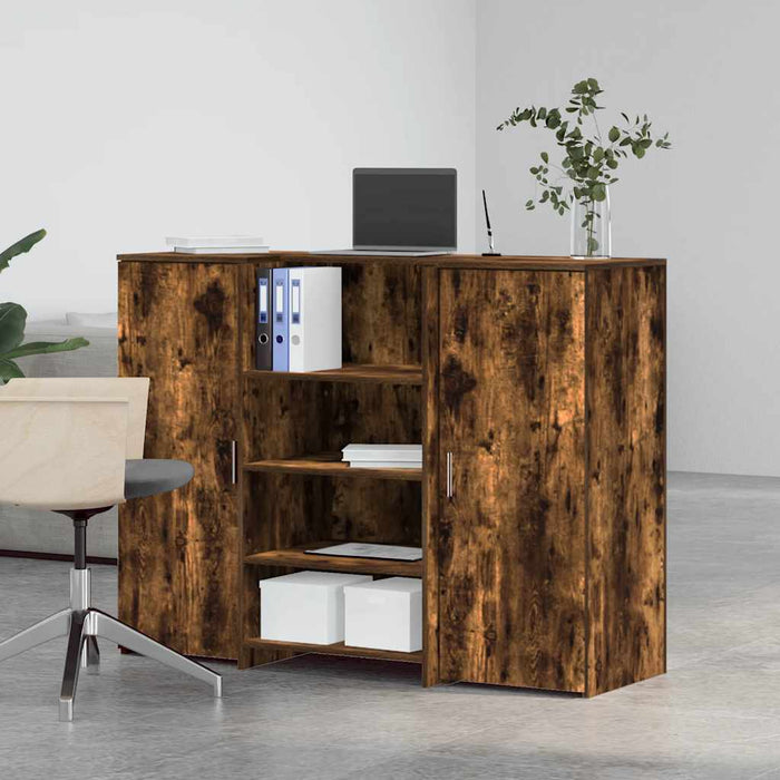 Birou de recepție stejar afumat 135x50x103,5 cm lemn prelucrat - WALTI WALTI