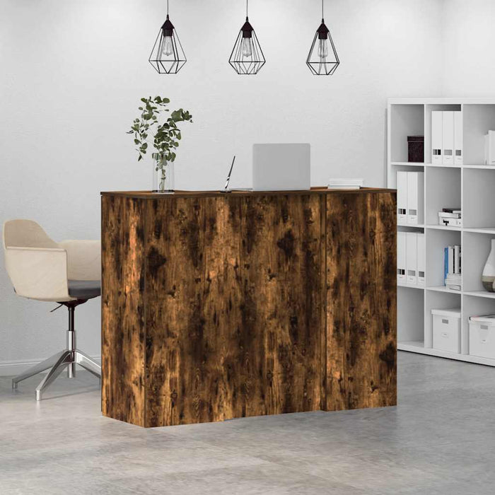 Birou de recepție stejar afumat 135x50x103,5 cm lemn prelucrat - WALTI WALTI
