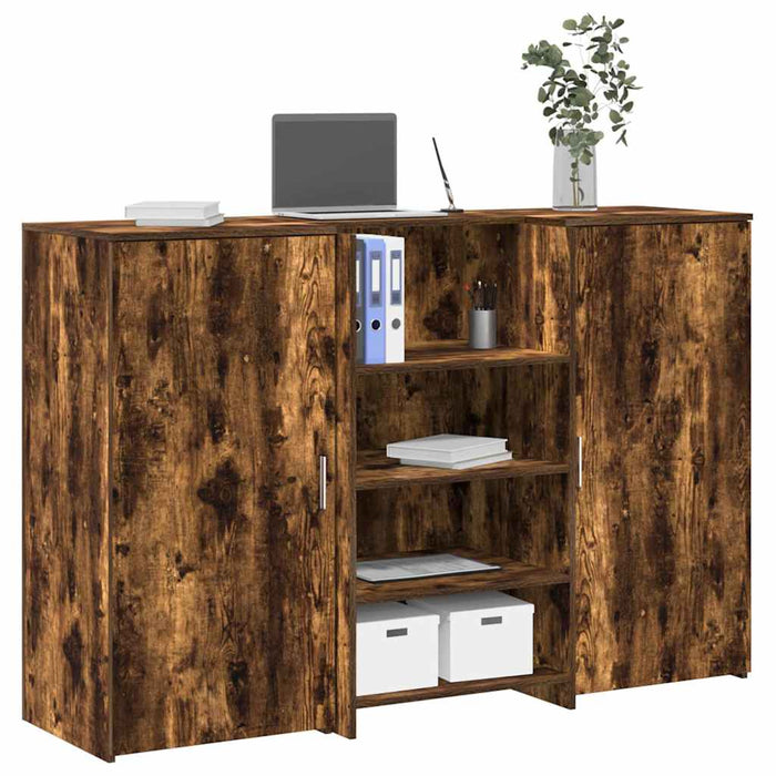 Birou de recepție stejar afumat 155x50x103,5 cm lemn prelucrat - WALTI WALTI