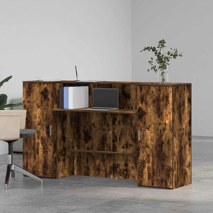 Birou de recepție stejar afumat 180x50x103,5 cm lemn prelucrat - WALTI WALTI