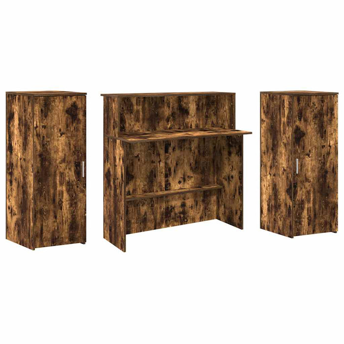 Birou de recepție stejar afumat 180x50x103,5 cm lemn prelucrat - WALTI WALTI