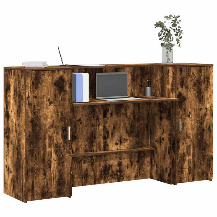 Birou de recepție stejar afumat 180x50x103,5 cm lemn prelucrat - WALTI WALTI