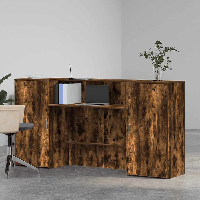 Birou de recepție stejar afumat 200x50x103,5 cm lemn prelucrat - WALTI WALTI