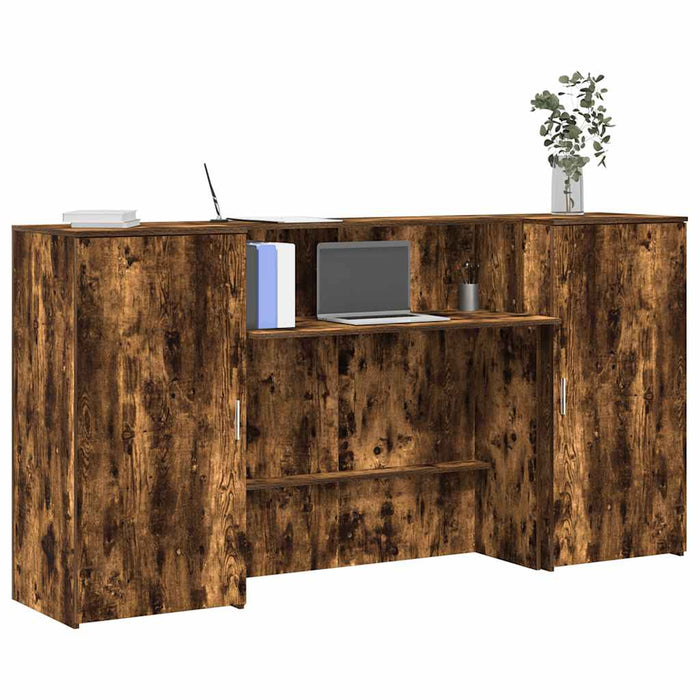 Birou de recepție stejar afumat 200x50x103,5 cm lemn prelucrat - WALTI WALTI