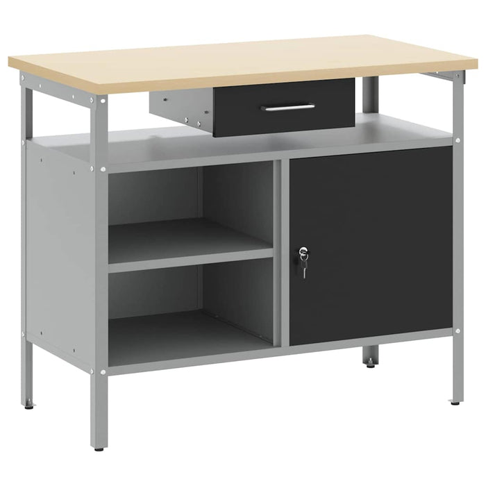Banc de lucru cu sertar cu raft Negru și Gri 100 x 55 x 85 cm - WALTI WALTI