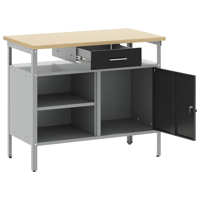 Banc de lucru cu sertar cu raft Negru și Gri 100 x 55 x 85 cm - WALTI WALTI