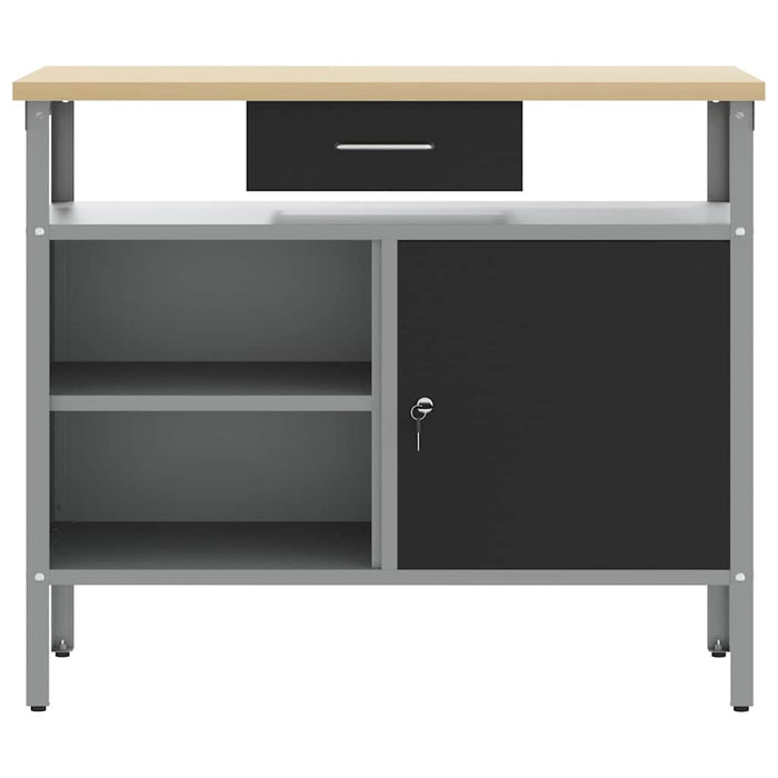 Banc de lucru cu sertar cu raft Negru și Gri 100 x 55 x 85 cm - WALTI WALTI