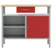 Banc de lucru cu sertar cu raft Roșu și gri 100 x 55 x 85 cm - WALTI WALTI