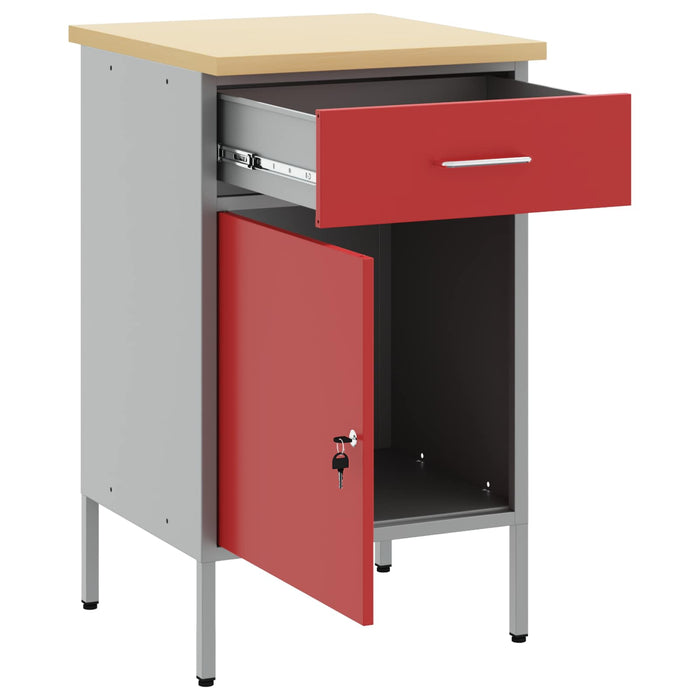 Banc de lucru cu sertar cu blocare Roșu și gri 50 x 55 x 85 cm - WALTI WALTI