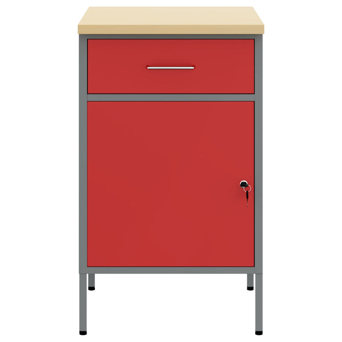 Banc de lucru cu sertar cu blocare Roșu și gri 50 x 55 x 85 cm - WALTI WALTI
