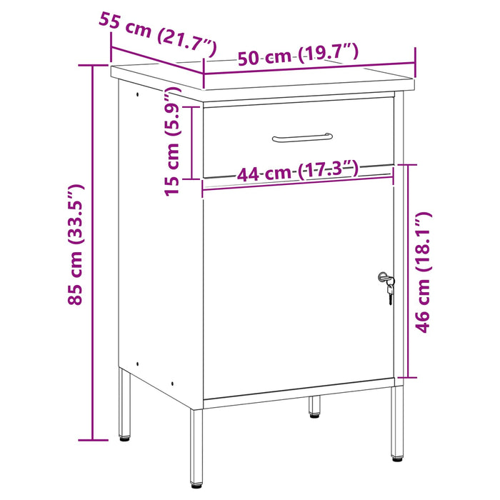 Banc de lucru cu sertar cu blocare Roșu și gri 50 x 55 x 85 cm - WALTI WALTI
