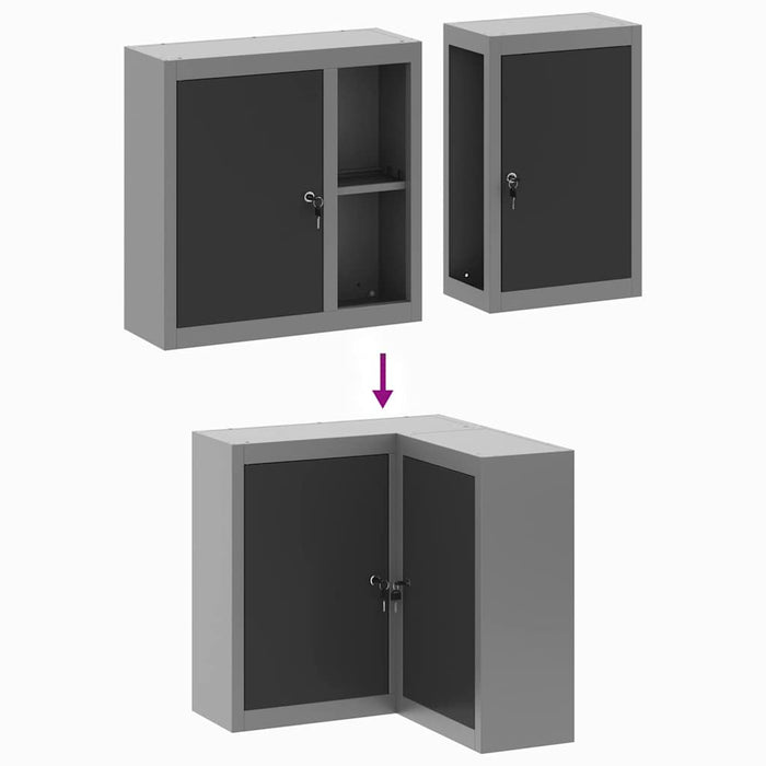 Dulap pentru unelte cu raft Negru și Gri 55 x 55 x 55 cm - WALTI WALTI