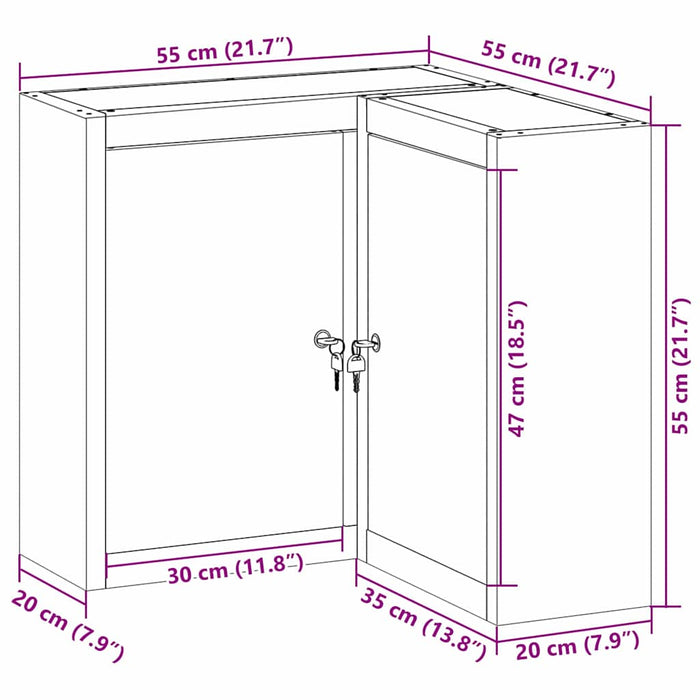 Dulap pentru unelte cu raft Negru și Gri 55 x 55 x 55 cm - WALTI WALTI