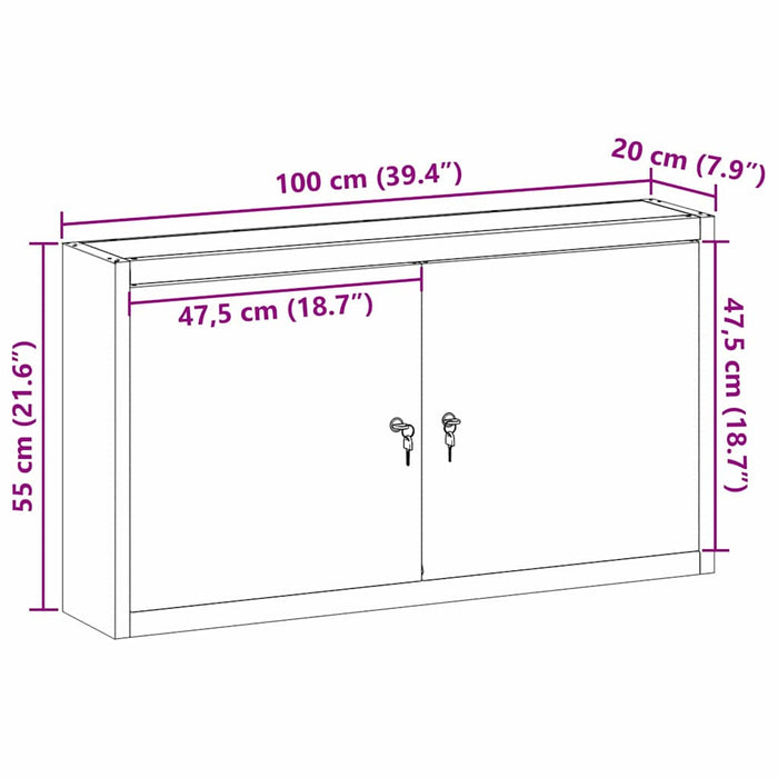 Dulap pentru unelte cu raft Negru și Gri 50 x 20 x 55 cm - WALTI WALTI