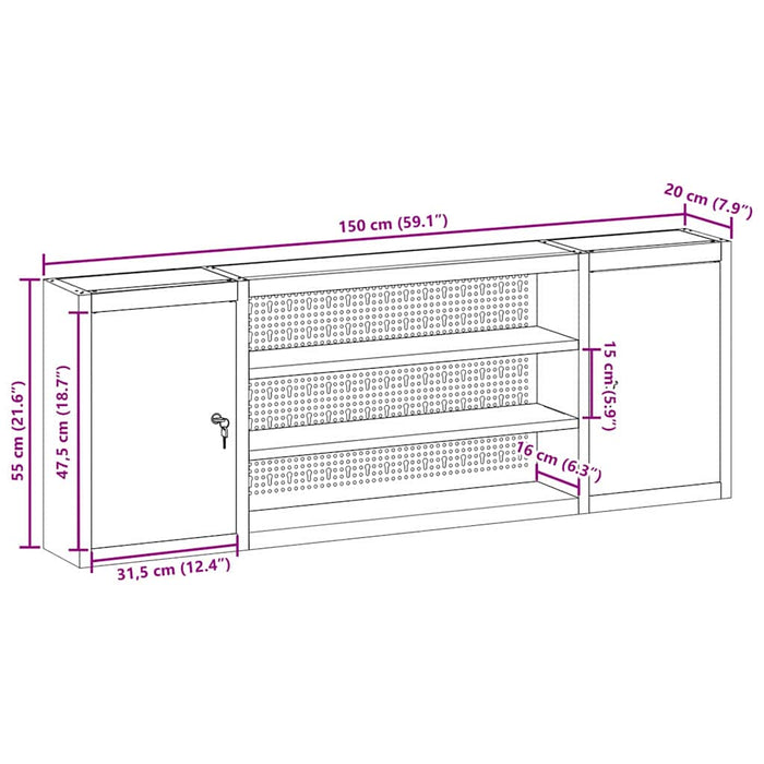 Dulap pentru unelte cu raft Negru și Gri 50 x 20 x 55 cm - WALTI WALTI