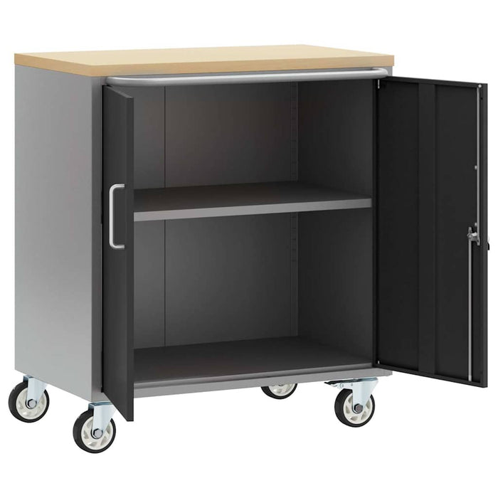 Banc de lucru cu raft cu roata Negru și Gri 75 x 45 x 85 cm - WALTI WALTI