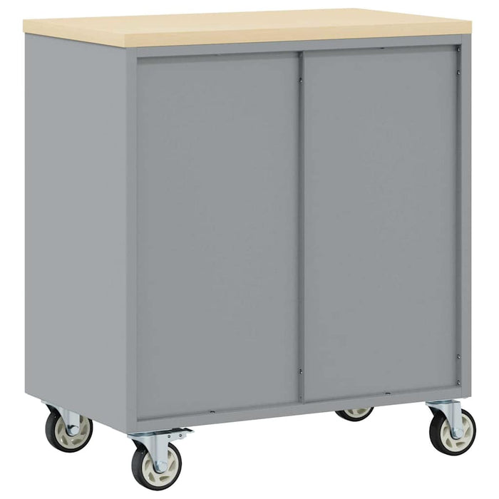 Banc de lucru cu raft cu roata Negru și Gri 75 x 45 x 85 cm - WALTI WALTI