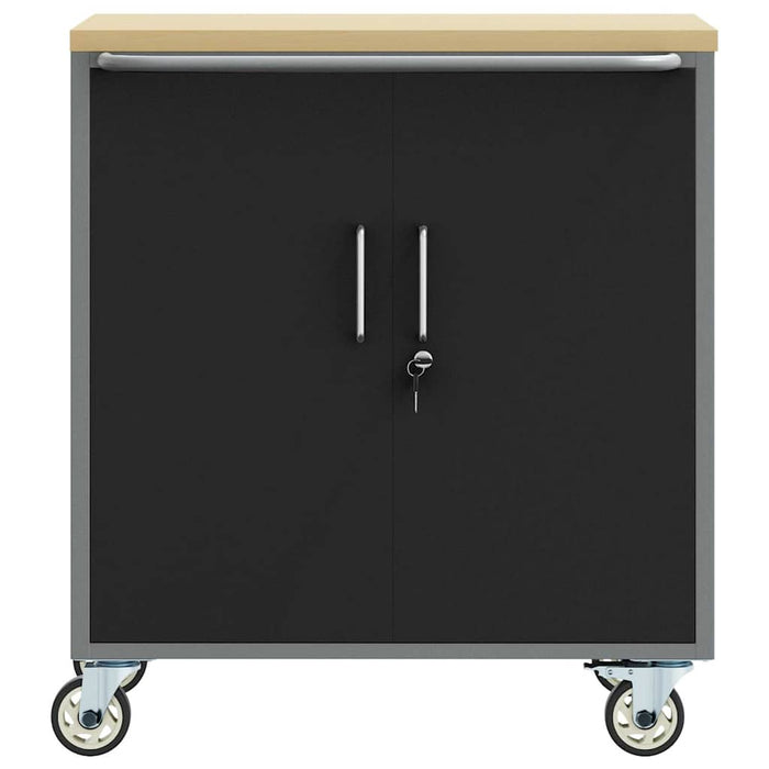 Banc de lucru cu raft cu roata Negru și Gri 75 x 45 x 85 cm - WALTI WALTI