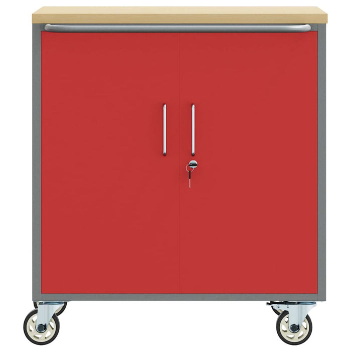 Banc de lucru cu raft cu roata Roșu și gri 75 x 45 x 85 cm - WALTI WALTI