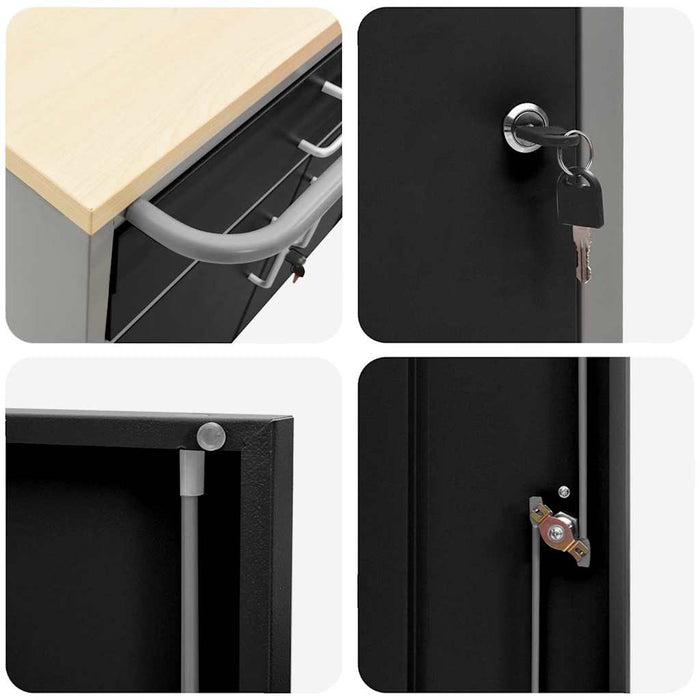 Banc de lucru cu sertar cu roata Negru și Gri 75 x 45 x 85 cm - WALTI WALTI