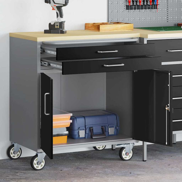 Banc de lucru cu sertar cu roata Negru și Gri 75 x 45 x 85 cm - WALTI WALTI