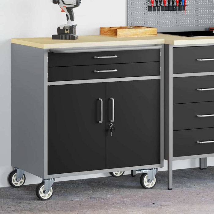 Banc de lucru cu sertar cu roata Negru și Gri 75 x 45 x 85 cm - WALTI WALTI