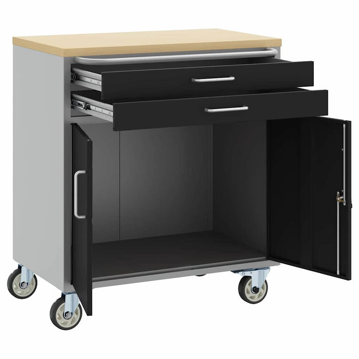 Banc de lucru cu sertar cu roata Negru și Gri 75 x 45 x 85 cm - WALTI WALTI