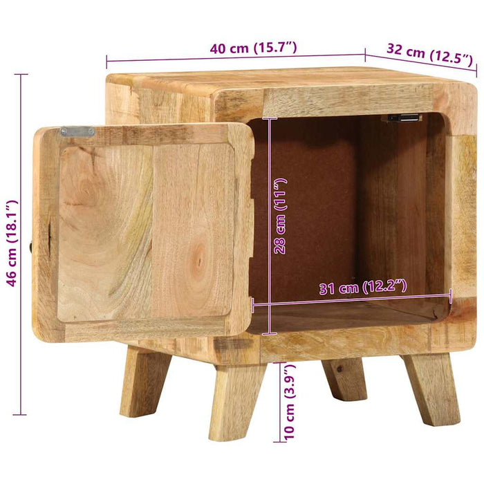 Noptiera 2 buc 40x32x46 cm Lemn masiv Mango brut WALTI