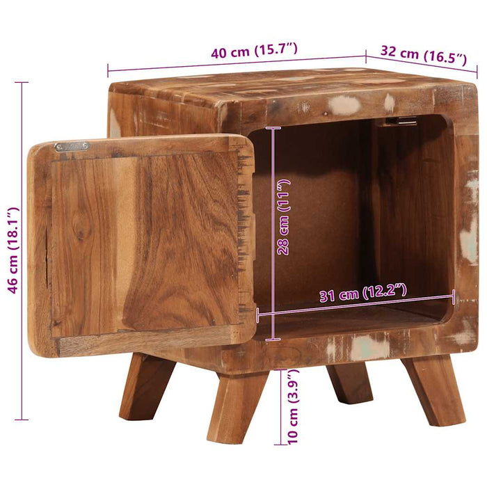 Noptiera 2 buc 40x32x46 cm lemn masiv recuperat WALTI