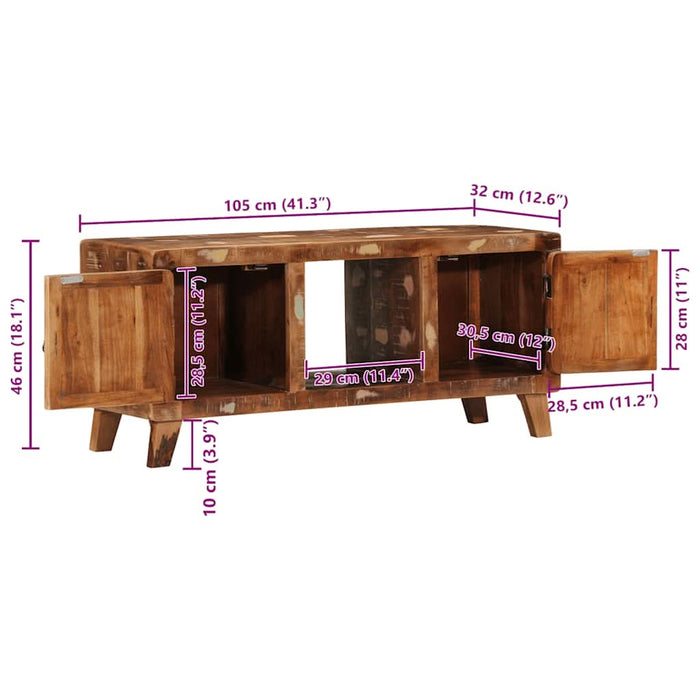 Dulap TV 105x46x32 cm lemn masiv recuperat - WALTI WALTI