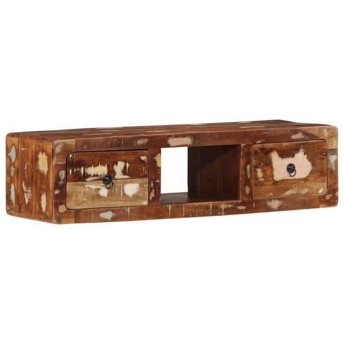 Dulap TV montat pe perete 100x32x25 cm, lemn masiv reciclat - WALTI WALTI