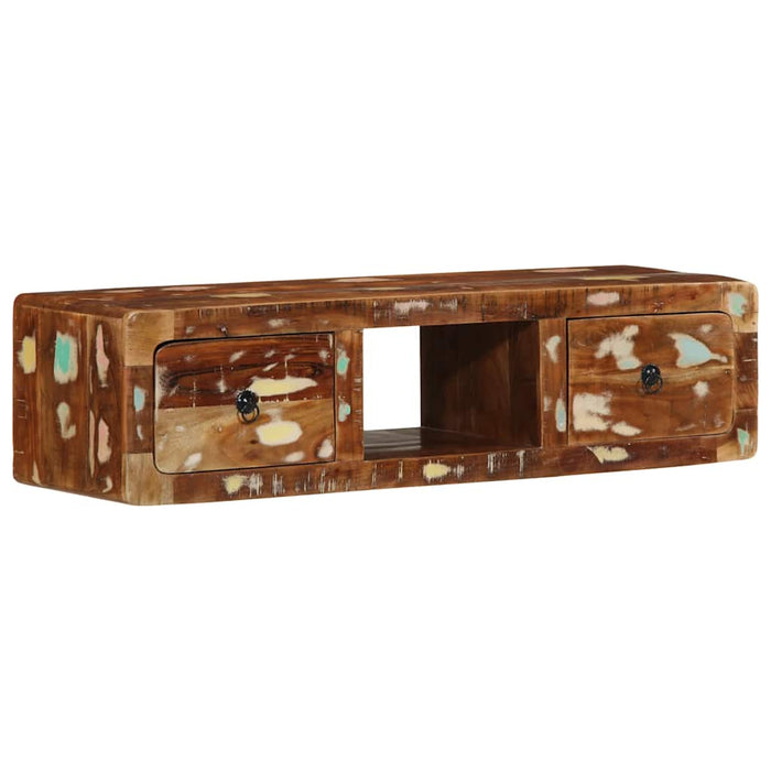 Dulap TV montat pe perete 100x32x25 cm, lemn masiv reciclat - WALTI WALTI
