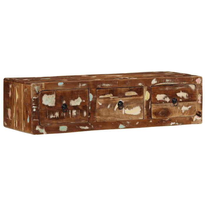 Dulap TV montat pe perete 100x32x25 cm, lemn masiv reciclat - WALTI WALTI