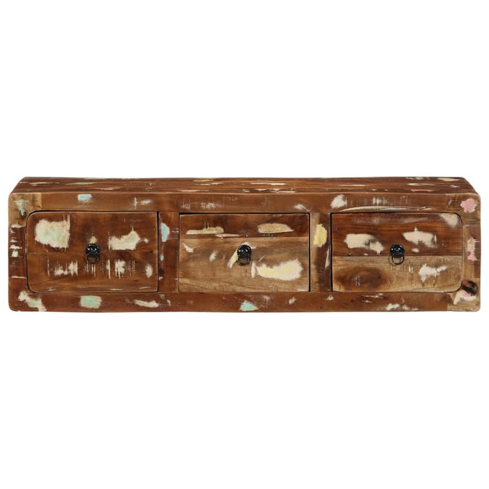 Dulap TV montat pe perete 100x32x25 cm, lemn masiv reciclat - WALTI WALTI