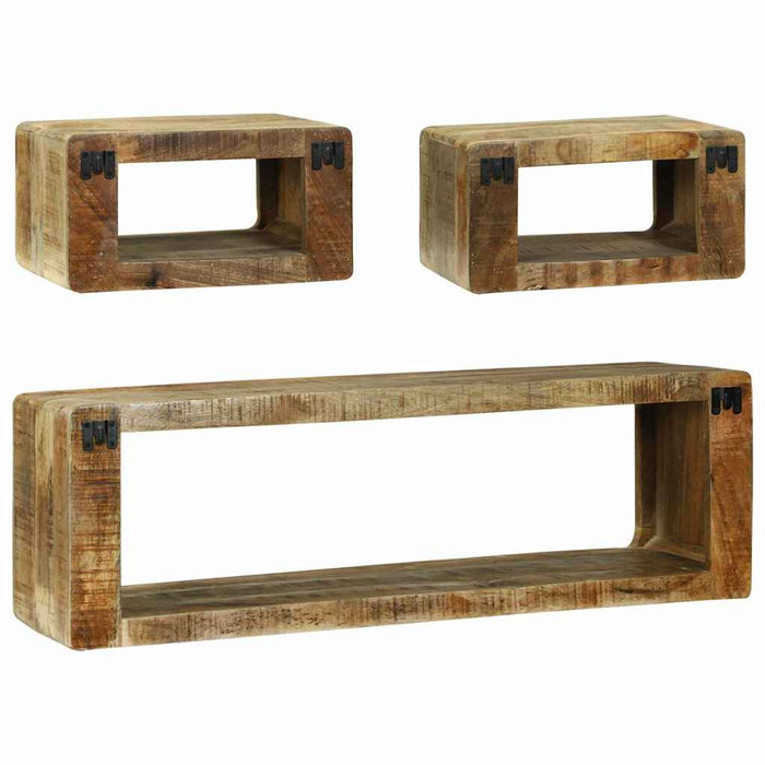 Set comodă TV cu raft 3 pcs Maro Lemn masiv de mango - WALTI WALTI