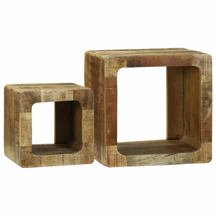 Unitate TV cu raft 2 pcs Maro Lemn masiv de mango nefinisat - WALTI WALTI