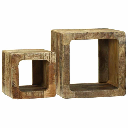 Unitate TV cu raft 2 pcs Maro Lemn masiv de mango nefinisat - WALTI WALTI