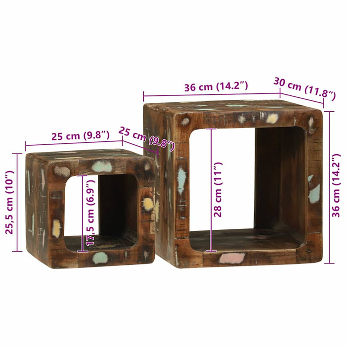Unitate TV cu raft 2 pcs Multicolour Lemn masiv reciclat - WALTI WALTI