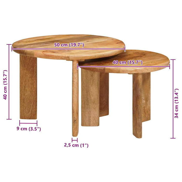 Mese în cuiburi 2 pcs Maro Lemn de mango solid - WALTI WALTI