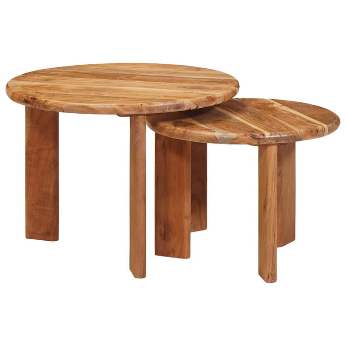 Mese în cuiburi 2 pcs Maro Lemn Solid de Acacia - WALTI WALTI