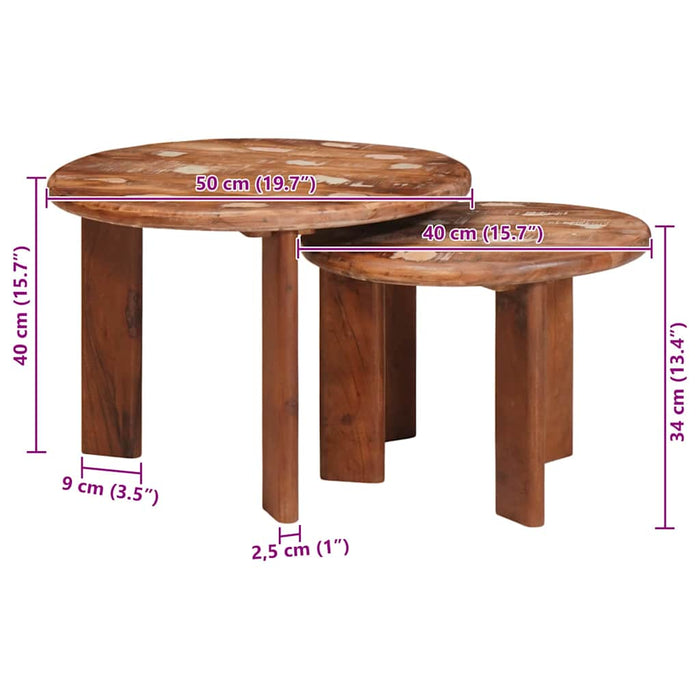 Mese în cuiburi 2 pcs Multicolour Lemn recuperat solid - WALTI WALTI