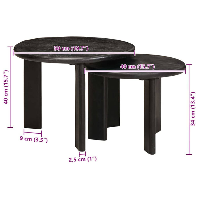 Mese în cuiburi 2 pcs Alb Lemn de mango solid - WALTI WALTI