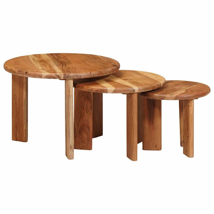 Mese în cuiburi 3 pcs Maro Lemn Solid de Acacia - WALTI WALTI