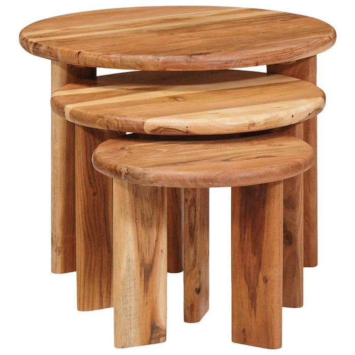 Mese în cuiburi 3 pcs Maro Lemn Solid de Acacia - WALTI WALTI