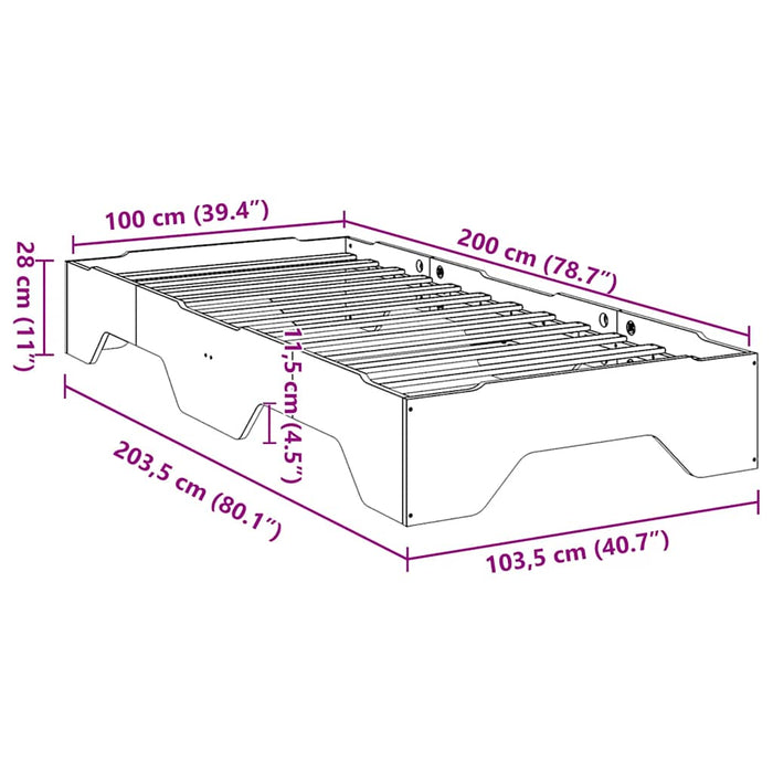 Cadru pat fără saltea ceară stivuită maro 100x200 cm lemn masiv - WALTI WALTI